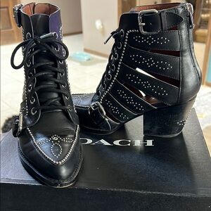 Coach Black Studded Ankle Boots